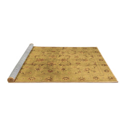 Sideview of Machine Washable Abstract Brown Contemporary Rug, wshcon1326brn