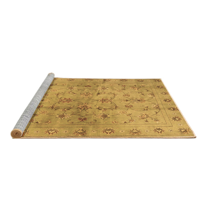 Sideview of Machine Washable Abstract Brown Contemporary Rug, wshcon1326brn
