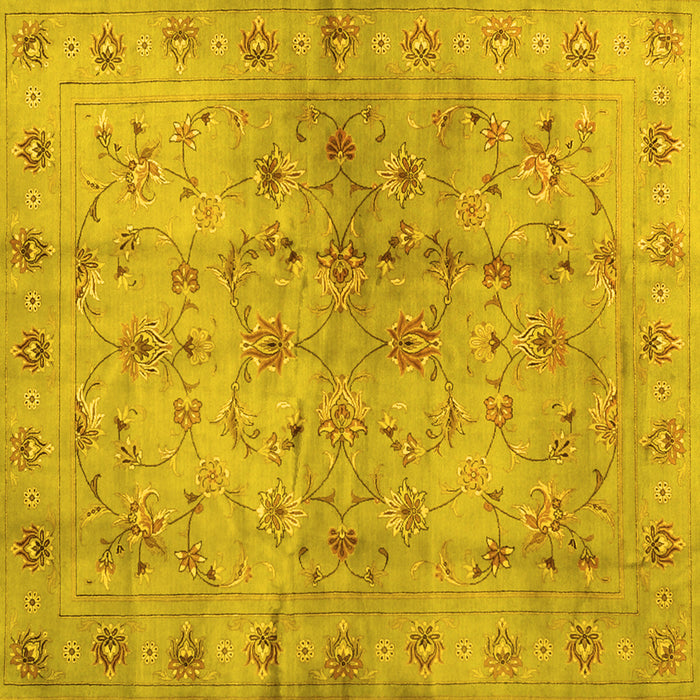 Square Machine Washable Abstract Yellow Contemporary Rug, wshcon1326yw