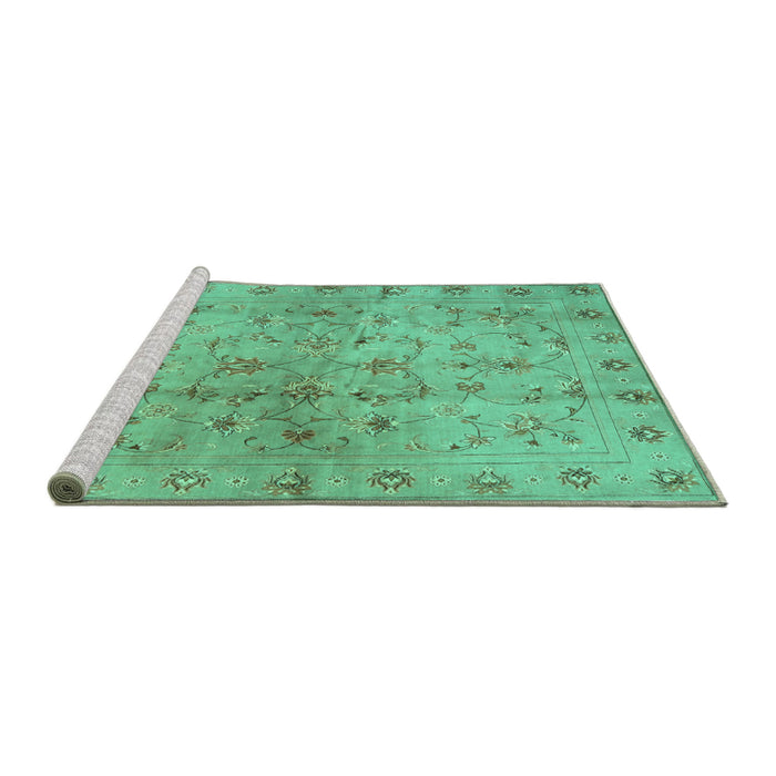 Sideview of Machine Washable Abstract Turquoise Contemporary Area Rugs, wshcon1326turq