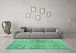 Machine Washable Abstract Turquoise Contemporary Area Rugs in a Living Room,, wshcon1326turq