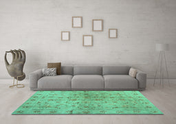 Machine Washable Abstract Turquoise Contemporary Area Rugs in a Living Room,, wshcon1326turq