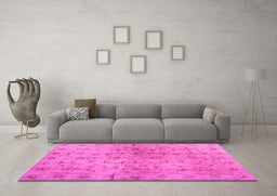 Machine Washable Abstract Pink Contemporary Rug in a Living Room, wshcon1326pnk
