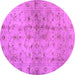 Round Machine Washable Abstract Purple Contemporary Area Rugs, wshcon1326pur