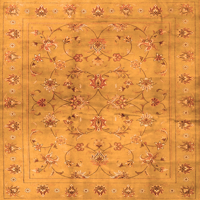 Round Machine Washable Abstract Orange Contemporary Area Rugs, wshcon1326org