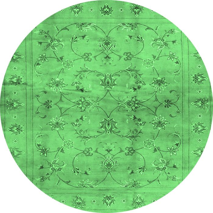 Round Abstract Emerald Green Contemporary Rug, con1326emgrn