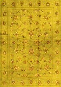 Abstract Yellow Contemporary Rug, con1326yw