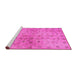 Sideview of Machine Washable Abstract Pink Contemporary Rug, wshcon1326pnk