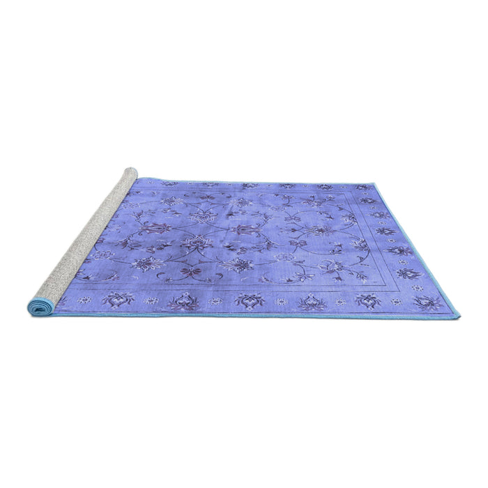 Sideview of Machine Washable Abstract Blue Contemporary Rug, wshcon1326blu