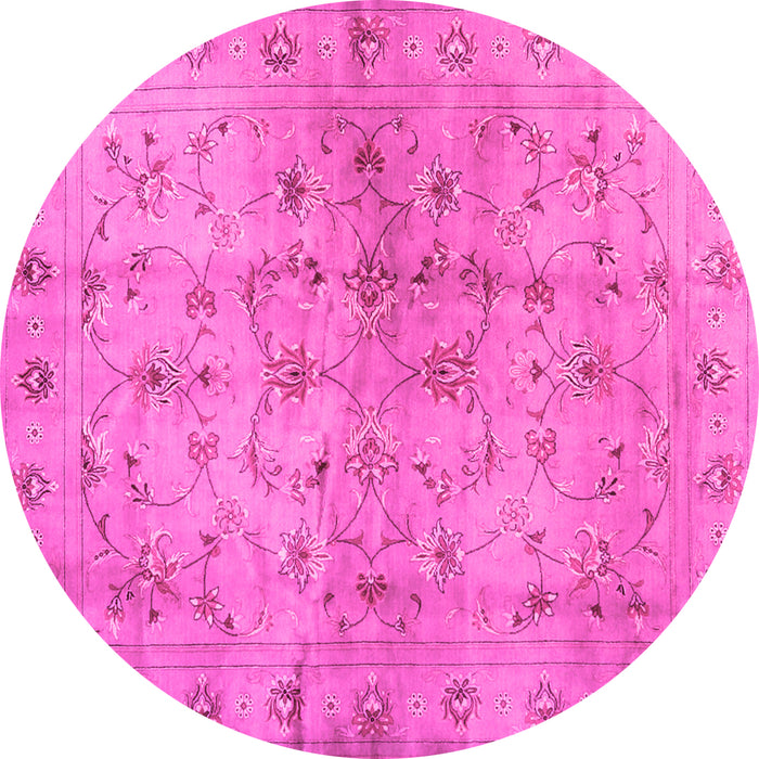 Round Machine Washable Abstract Pink Contemporary Rug, wshcon1326pnk