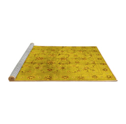 Sideview of Machine Washable Abstract Yellow Contemporary Rug, wshcon1326yw