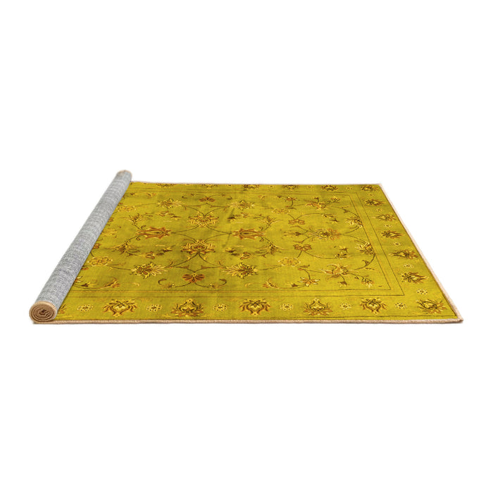Sideview of Machine Washable Abstract Yellow Contemporary Rug, wshcon1326yw