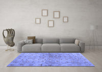 Machine Washable Abstract Blue Contemporary Rug, wshcon1326blu