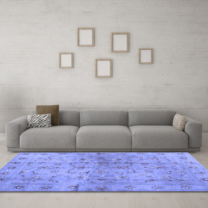 Machine Washable Abstract Blue Contemporary Rug in a Living Room, wshcon1326blu