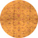 Square Abstract Orange Contemporary Rug, con1326org