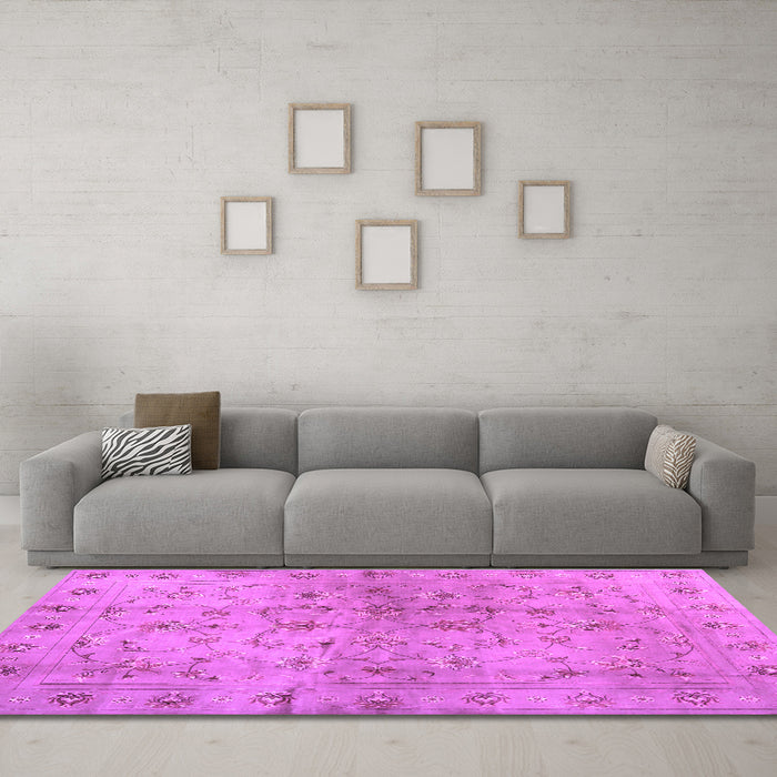 Machine Washable Abstract Purple Contemporary Area Rugs in a Living Room, wshcon1326pur