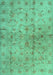 Machine Washable Abstract Turquoise Contemporary Area Rugs, wshcon1326turq