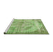 Serging Thickness of Machine Washable Contemporary Yellow Green Rug, wshcon1327