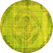 Round Abstract Yellow Contemporary Rug, con1327yw