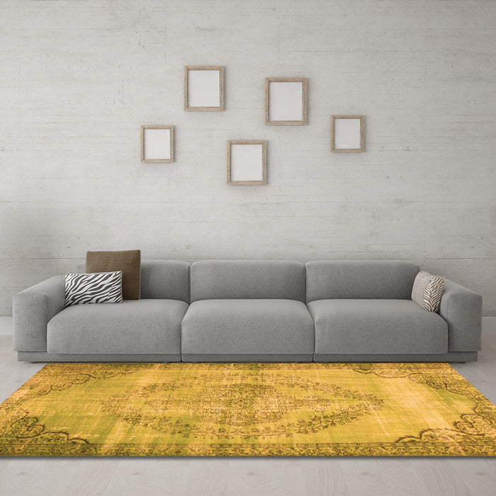 Machine Washable Abstract Orange Contemporary Area Rugs in a Living Room, wshcon1327org