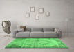 Machine Washable Abstract Emerald Green Contemporary Area Rugs in a Living Room,, wshcon1327emgrn