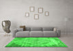 Machine Washable Abstract Green Contemporary Area Rugs in a Living Room,, wshcon1327grn