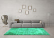 Machine Washable Abstract Turquoise Contemporary Area Rugs in a Living Room,, wshcon1327turq