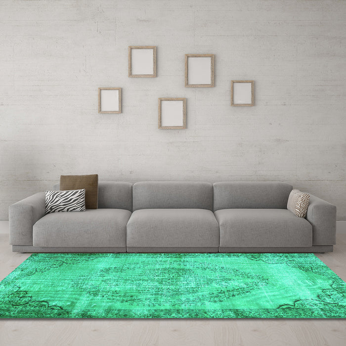 Machine Washable Abstract Turquoise Contemporary Area Rugs in a Living Room,, wshcon1327turq