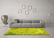 Machine Washable Abstract Yellow Contemporary Rug in a Living Room, wshcon1327yw