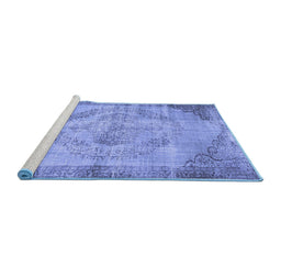Sideview of Machine Washable Abstract Blue Contemporary Rug, wshcon1327blu
