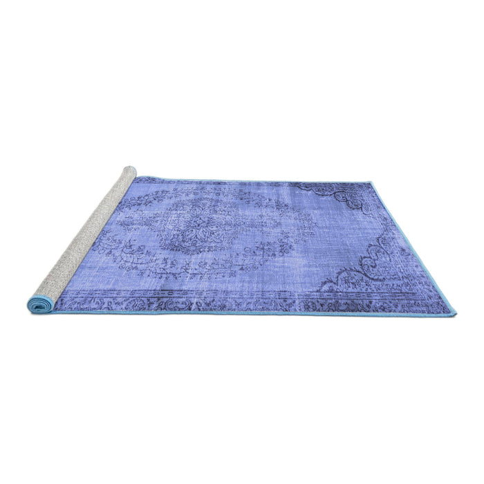 Sideview of Machine Washable Abstract Blue Contemporary Rug, wshcon1327blu