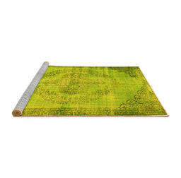 Sideview of Machine Washable Abstract Yellow Contemporary Rug, wshcon1327yw