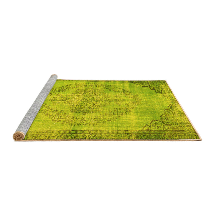 Sideview of Machine Washable Abstract Yellow Contemporary Rug, wshcon1327yw