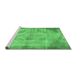 Sideview of Machine Washable Abstract Emerald Green Contemporary Area Rugs, wshcon1327emgrn