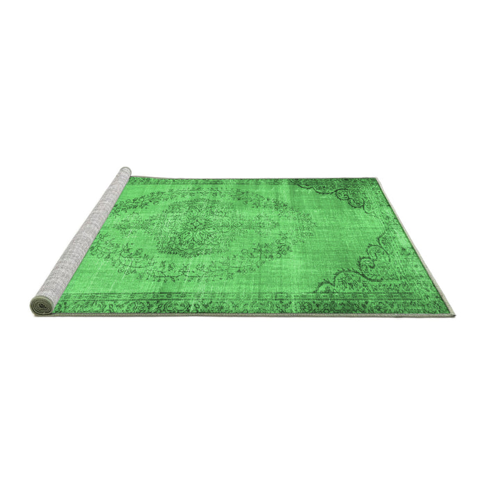 Sideview of Machine Washable Abstract Emerald Green Contemporary Area Rugs, wshcon1327emgrn