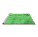 Sideview of Machine Washable Abstract Emerald Green Contemporary Area Rugs, wshcon1327emgrn