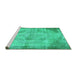 Sideview of Machine Washable Abstract Turquoise Contemporary Area Rugs, wshcon1327turq