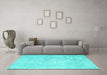 Machine Washable Abstract Turquoise Contemporary Area Rugs in a Living Room,, wshcon1328turq