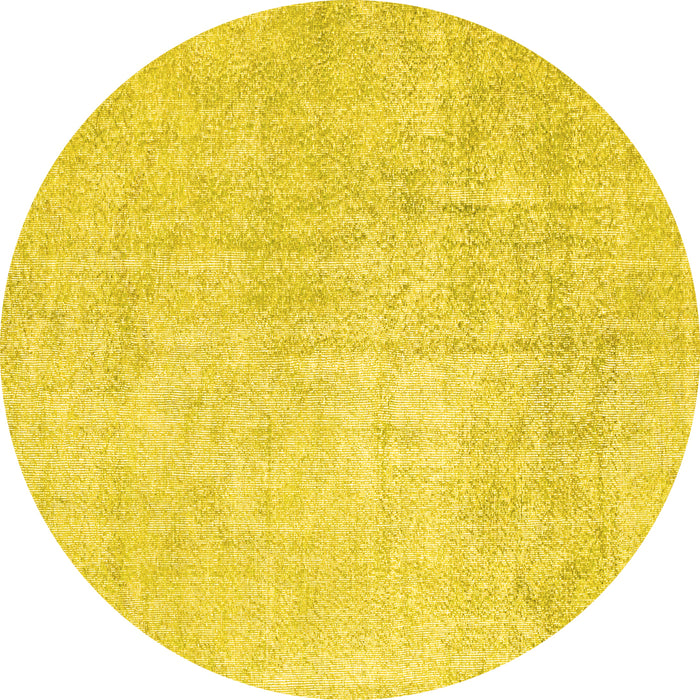 Round Machine Washable Abstract Yellow Contemporary Rug, wshcon1328yw