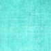 Square Machine Washable Abstract Turquoise Contemporary Area Rugs, wshcon1328turq