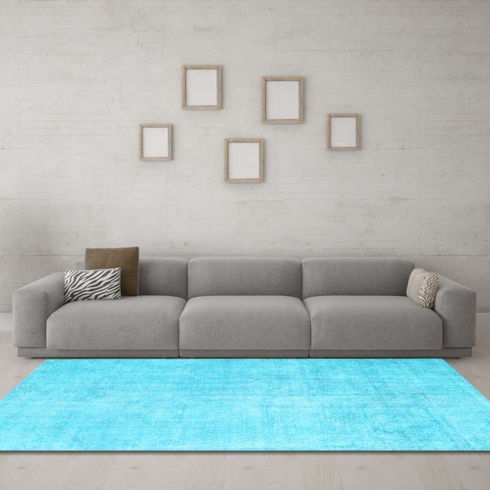 Machine Washable Abstract Light Blue Contemporary Rug in a Living Room, wshcon1328lblu