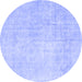 Round Abstract Blue Contemporary Rug, con1328blu