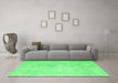 Machine Washable Abstract Green Contemporary Area Rugs in a Living Room,, wshcon1328grn