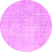 Round Machine Washable Abstract Pink Contemporary Rug, wshcon1328pnk