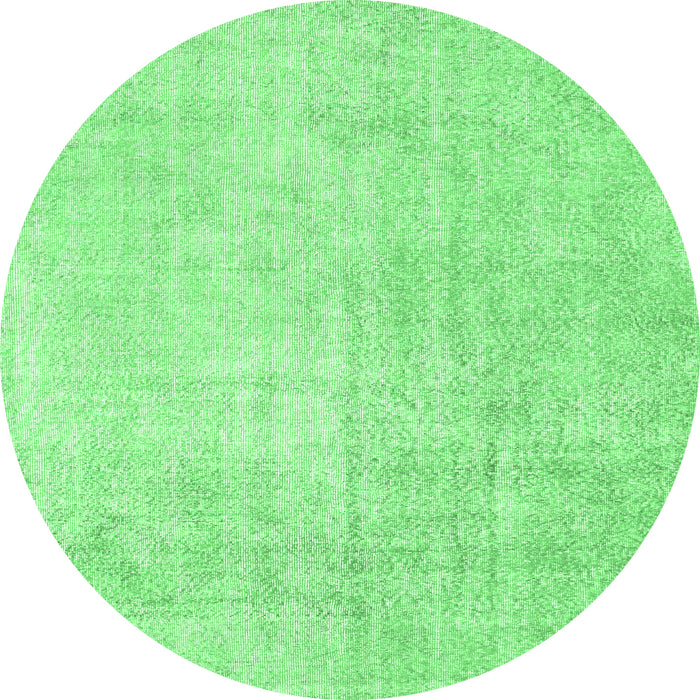 Round Machine Washable Abstract Emerald Green Contemporary Area Rugs, wshcon1328emgrn