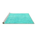 Sideview of Machine Washable Abstract Turquoise Contemporary Area Rugs, wshcon1328turq