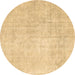 Round Abstract Brown Contemporary Rug, con1328brn