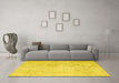 Machine Washable Abstract Yellow Contemporary Rug in a Living Room, wshcon1328yw