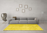 Machine Washable Abstract Yellow Contemporary Rug, wshcon1328yw