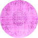 Round Abstract Pink Contemporary Rug, con1329pnk